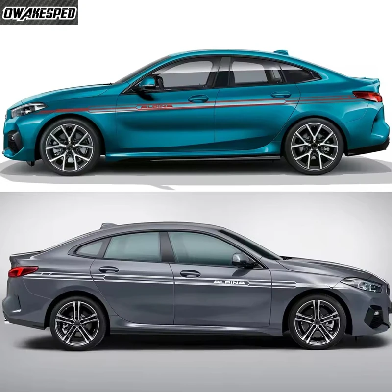 2pcs For Bmw Alpina E46 E90 E92 E93 E60 F30 F10 X5 Car Long Side Stripes Stickers Apply Decor Auto Body Accessories Vinyl Decal
