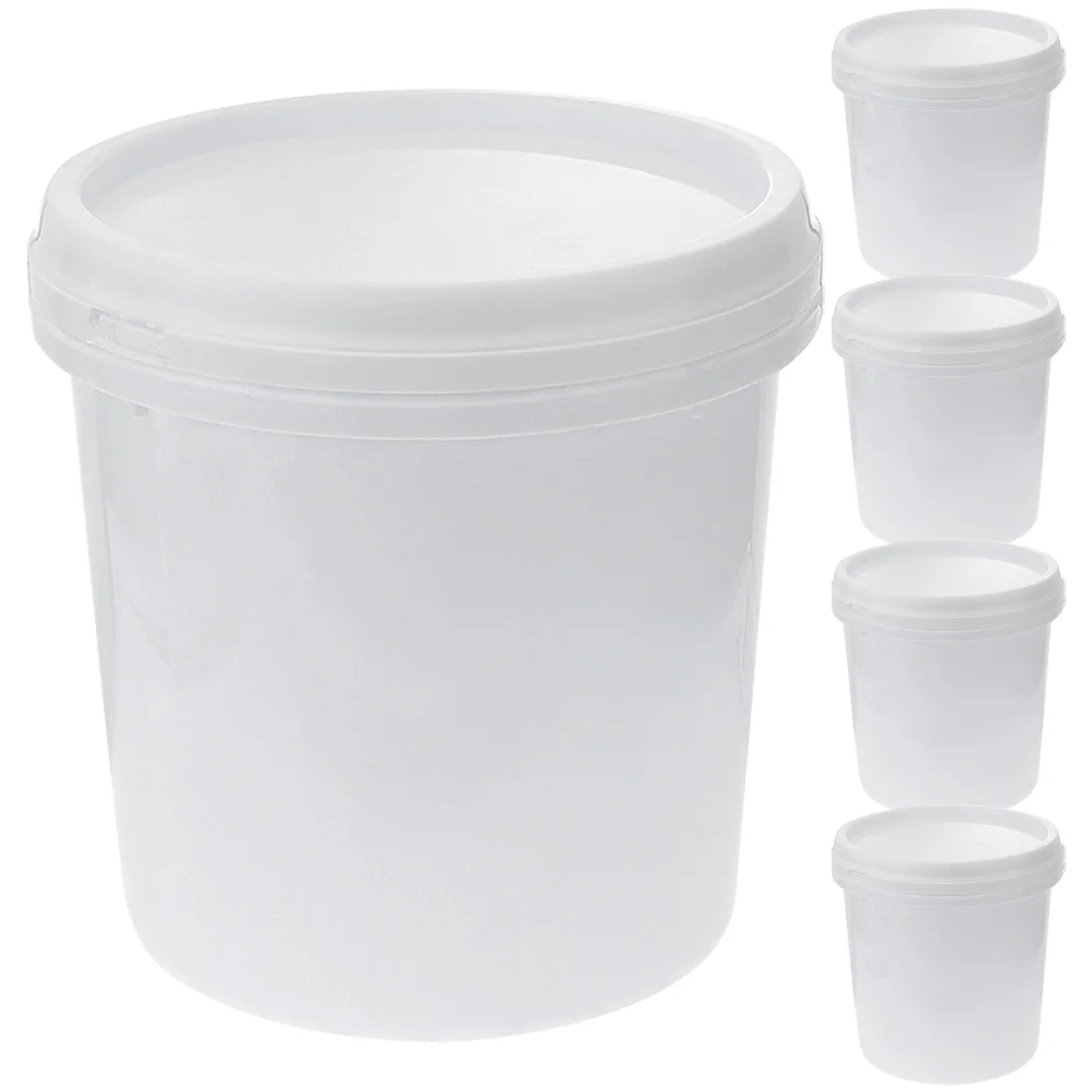 

5 Pcs Plastic Barrel Multipurpose Bucket Gardening Water Buckets with Lid Round Beach Household Portable