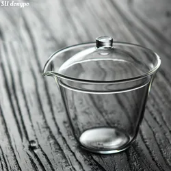 150ml Transparent Glass Gaiwan with Mouth Japanese Style Tea Making Bowl for Green Tea