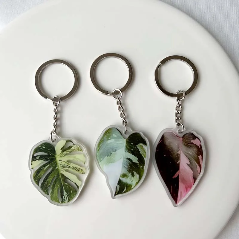 Plant Key Chain Mobile Phone Pendant Creative Acrylic Craft Products Simulation Leaf Accessories For Bag