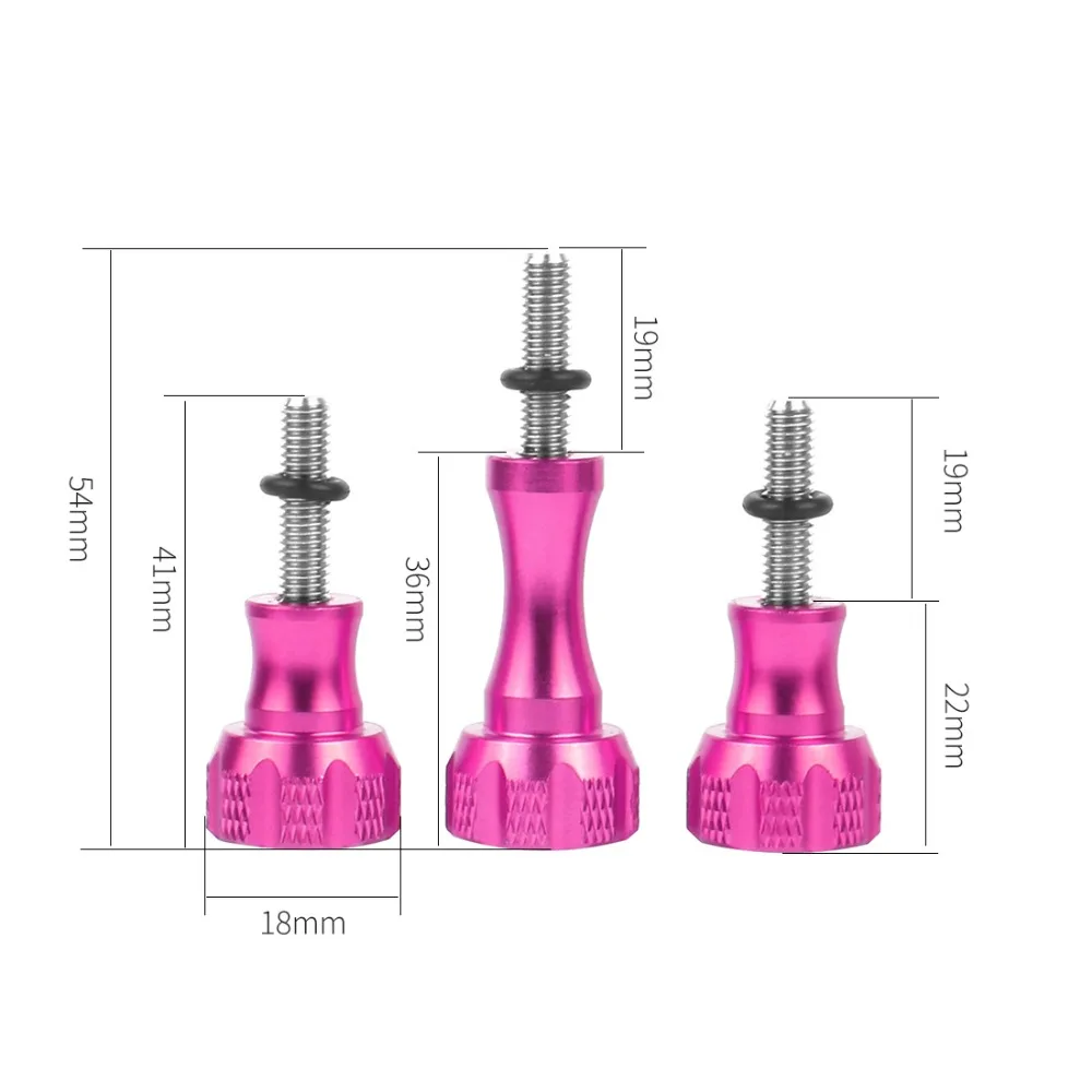 Bgning 3pcs cnc aluminium lange kurze daumen knopf schraube mutter adapters ch rauben schwarz für gopro hero 12 11 10 9 dji sjcam yi 4k stecker – Detail 6