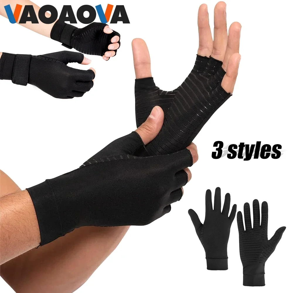 1 para miedzianych rękawic uciskowych na zapalenie stawów, łagodzących ból dłoni mężczyzn i kobiet oraz otwór nadgarstka bez palców do pisania na komputerze