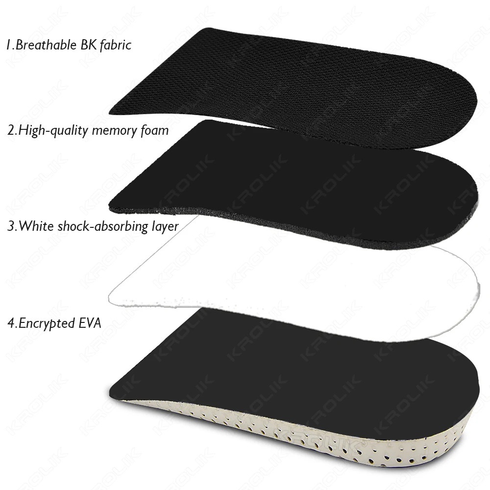 Invisible Height Increase Insole Unisex 2-5cm Half Heel Shoe Insoles Breathable Ultra Light Elevated Sports Shoes Pad Cushion