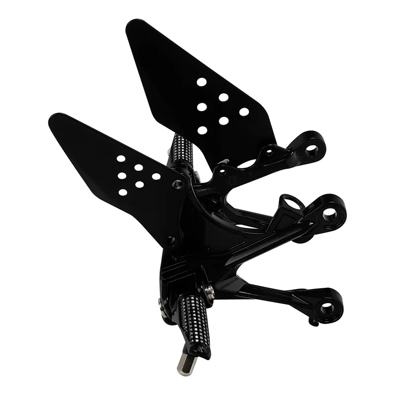 Motorcycle Black/Matte Black/Silver Front Footrest Foot Pegs Brackets For KAWASAKI ZX6R 2005-2008 ZX636 2005-2006 view 4