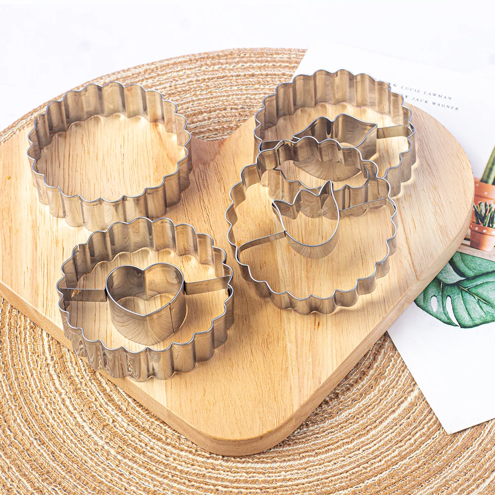 4 Uds. Molde para galletas de acero inoxidable para el Día de San Valentín, molde para cortar galletas de azúcar con tapa impresa, herramienta para hornear DIY para el hogar con mermelada de flores de amor