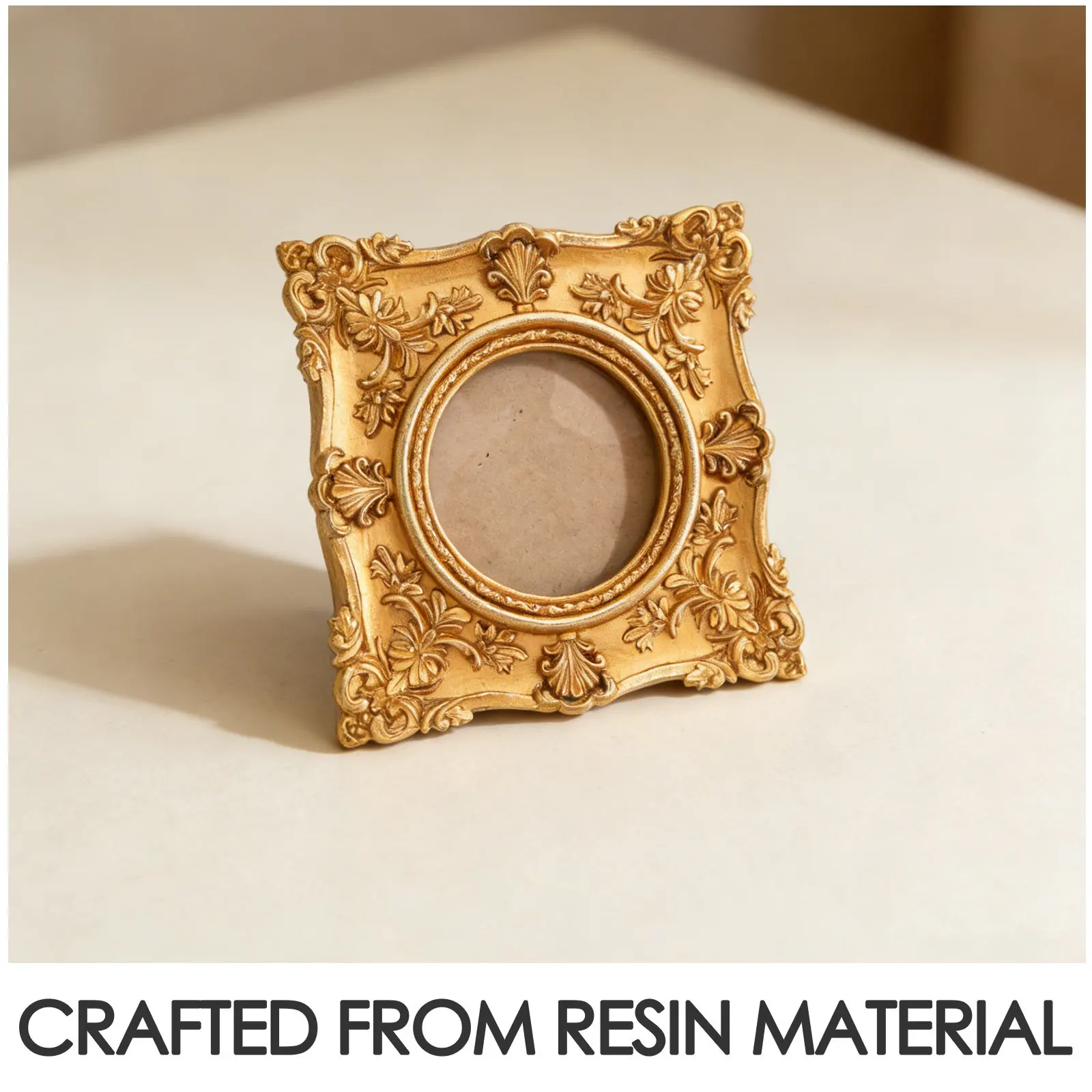Mini Resin Photo Frame 5.35 Embossed Wall Mounted Hanging Picture Frame for Living Room Bedroom Hallway Vintage Art
