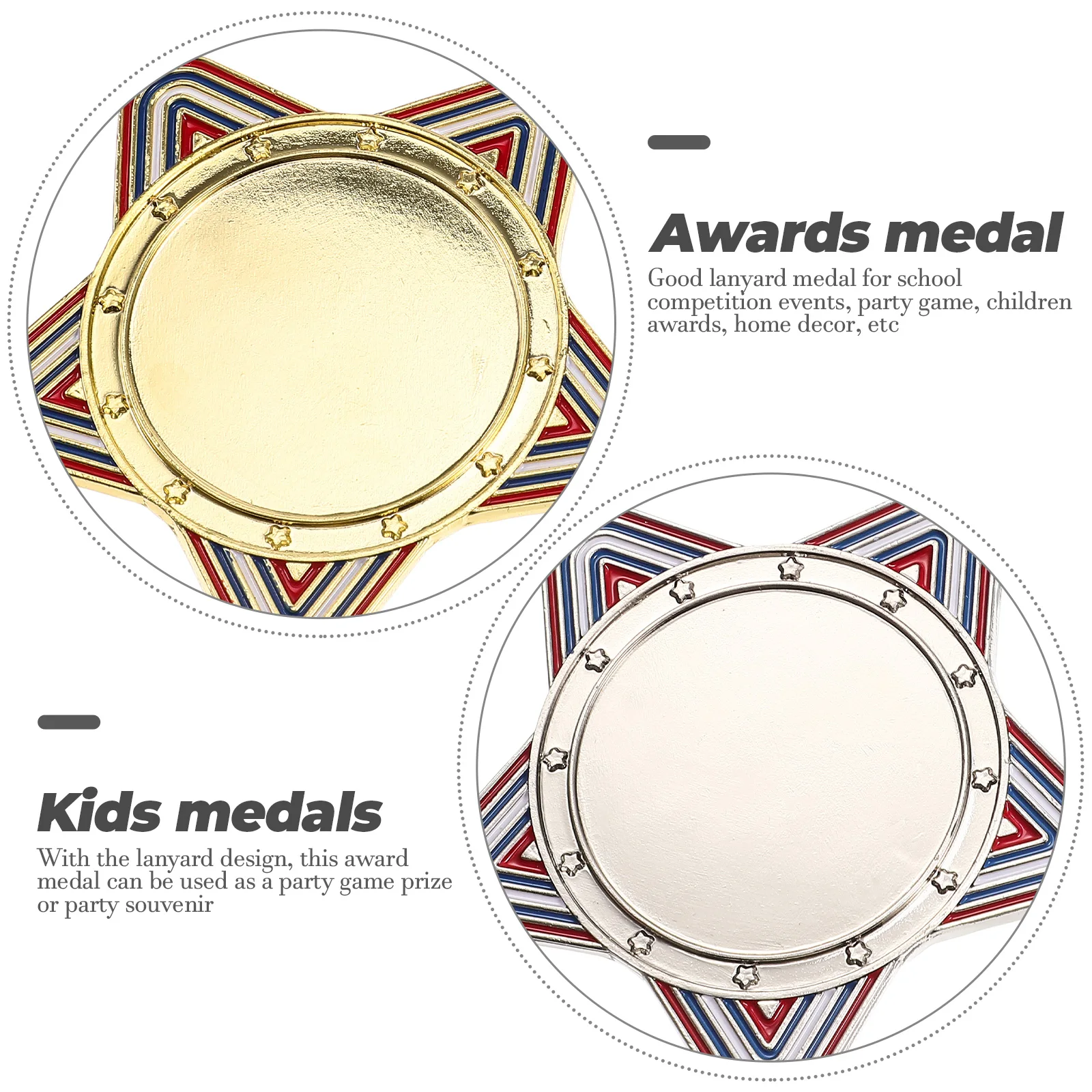 

3pcs Kids Award Medals Alloy Medal Kit Party Prizes School Competition Rewards Lanyard Party Favors Kids Gifts Race