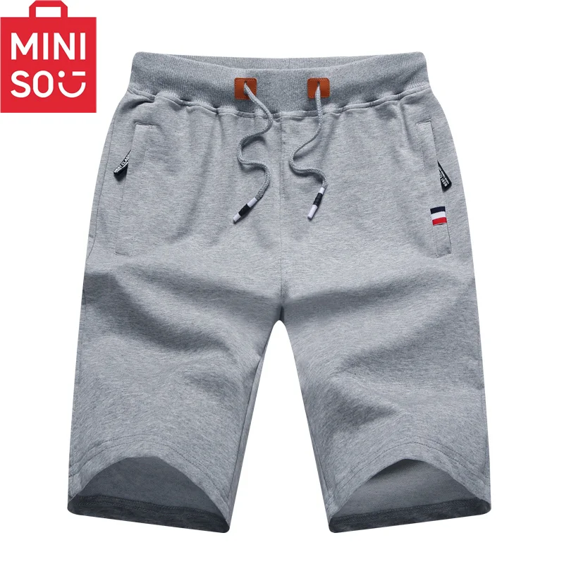 

Cotton cropped shorts for men in summer, loose fit, thin style, horse pants, knitted, plus fat, plus size shorts, mid length sho