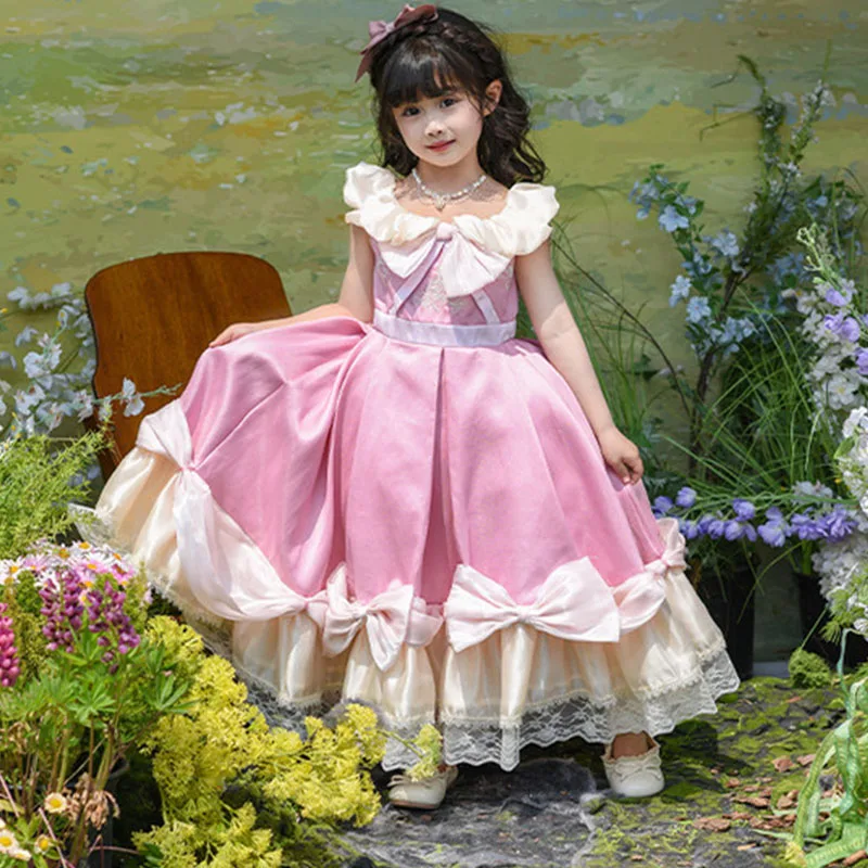 

Girls Party Summer Victorian Retro Lolita Girls Luxury Elegant Princess Kids Ball Gown Christening Eid dress