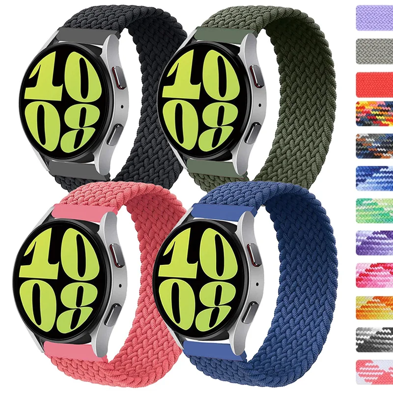 Gevlochten Solo Loop-band voor Samsung Galaxy horloge 7-FE 6/5 Pro/4 classic/actieve 2 22/20 mm armband Amazfit Gtr/GTS 4-3-pro-2 band
