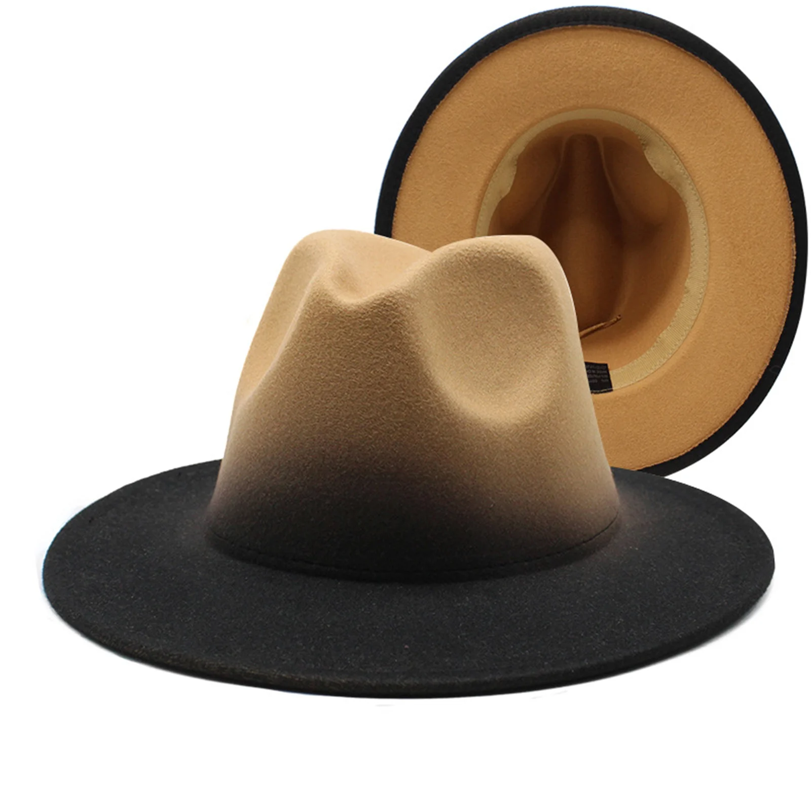 

Men's and Women's Two-color Gradient Fedora Classic Delicate Fashion Felt Hat for Adults and Teenagers Camping Hiking Jewelry