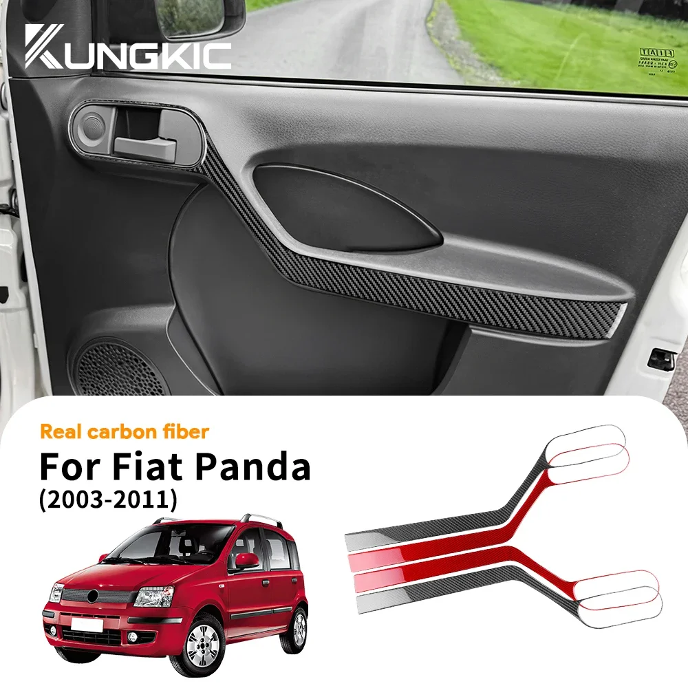 ألياف الكربون الناعمة الحقيقية لشركة فيات باندا 169 2003 2004 2005 2006 2007 2008 2009 2010 2011 مقبض الباب لوحة ملصق LHD RHD #1