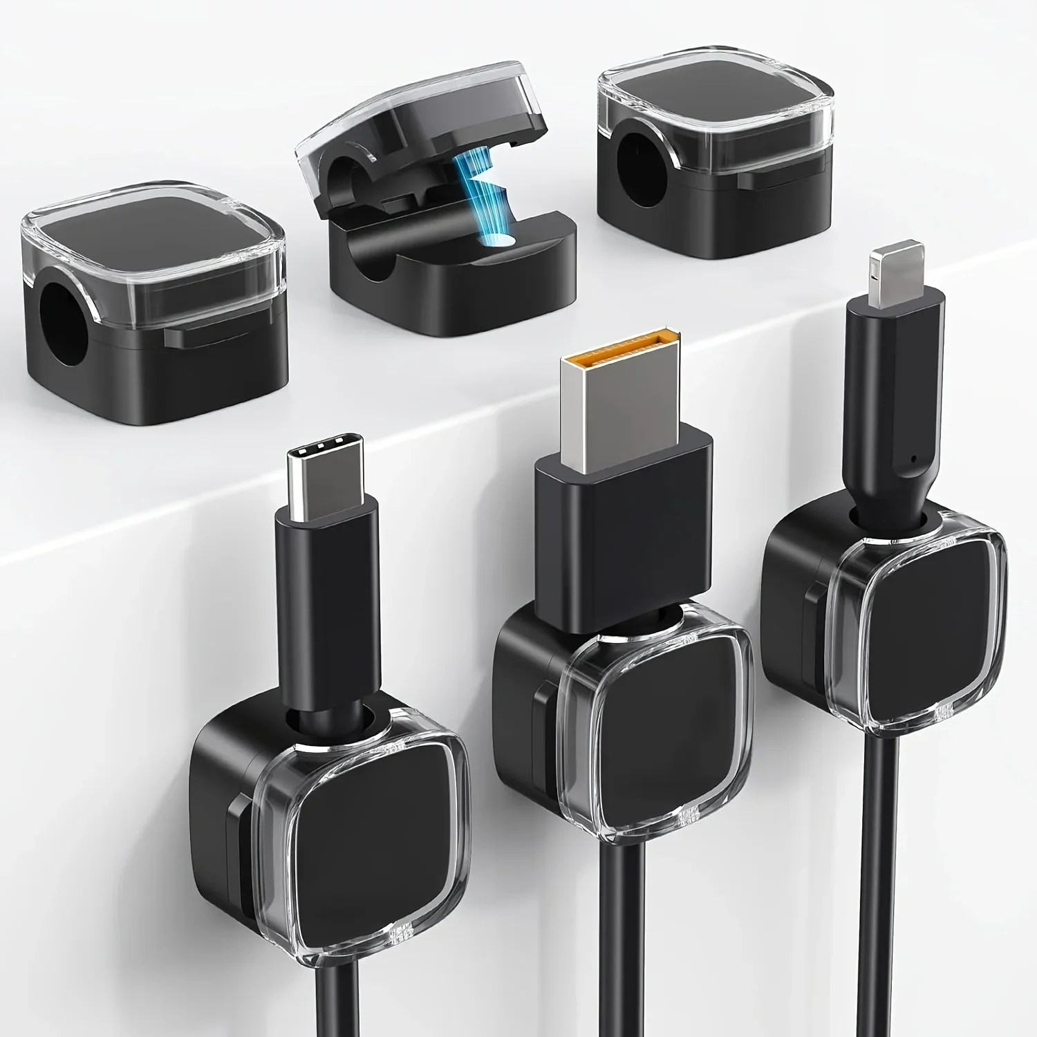NNBILI 6 Stück magnetische Kabelmanagement-Clips, mehrfarbiger Kabel-Organizer, Schreibtisch- und Wandhaken für Telefongaten und Ladegeräte 