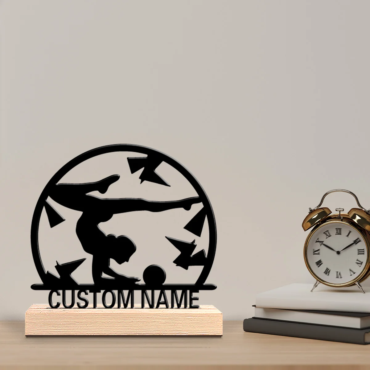 1pc beautiful personalized Artistic gymnastsmetal statue with wooden base tabletop decoration, perfect as a souvenir for gymnast