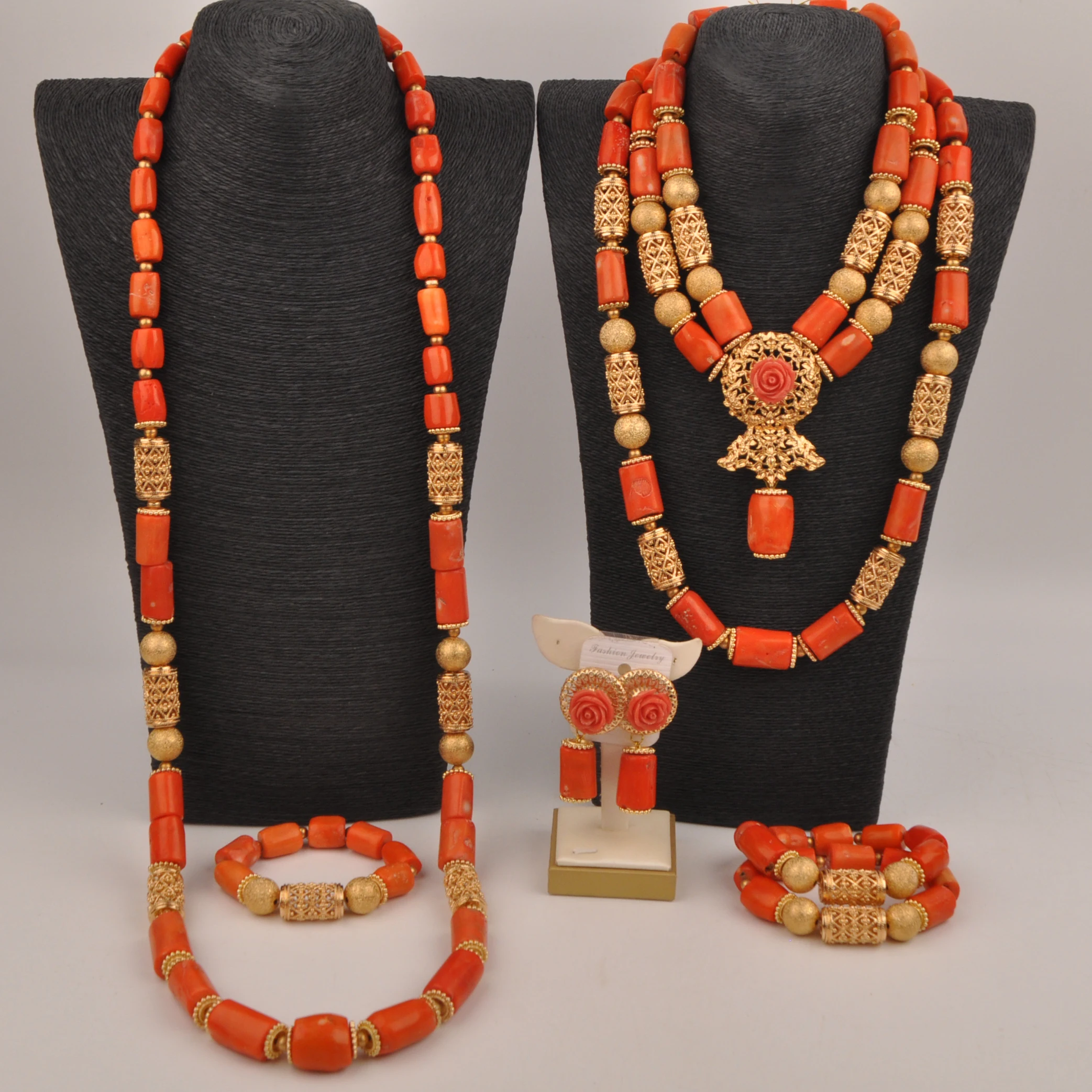 

Orange African Fashion Wedding Necklace Jewelry Natural Coral Nigeria collection