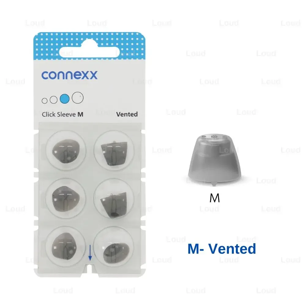 Signia Rexton Vibe Connexx Click Sleeve Vented Eartips, XS S M L 6 Pcs Hearing Aid Domes for Open Fit CIC ITC ITE