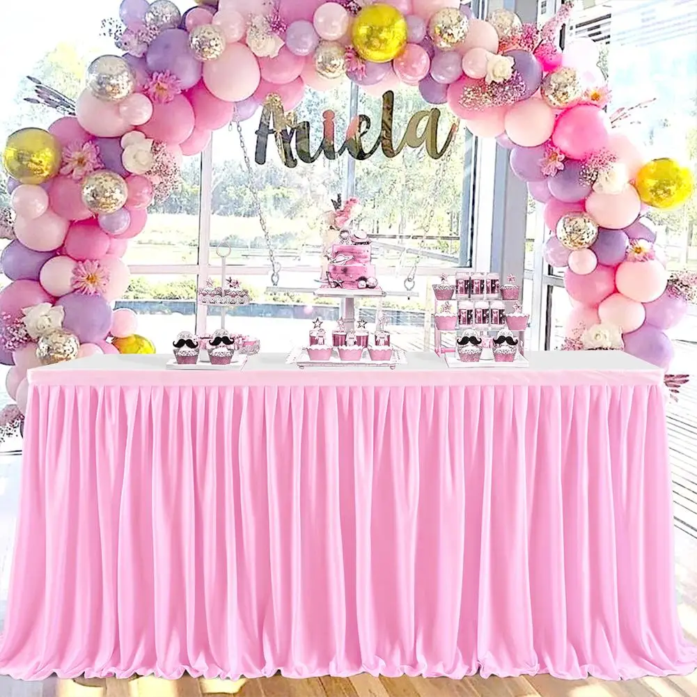 

Pleated Table Skirt For Rectangle Table 9 Ft Ruffle Tutu Table Cloth For Wedding Baby Shower Birthday Party Banquet Dropship