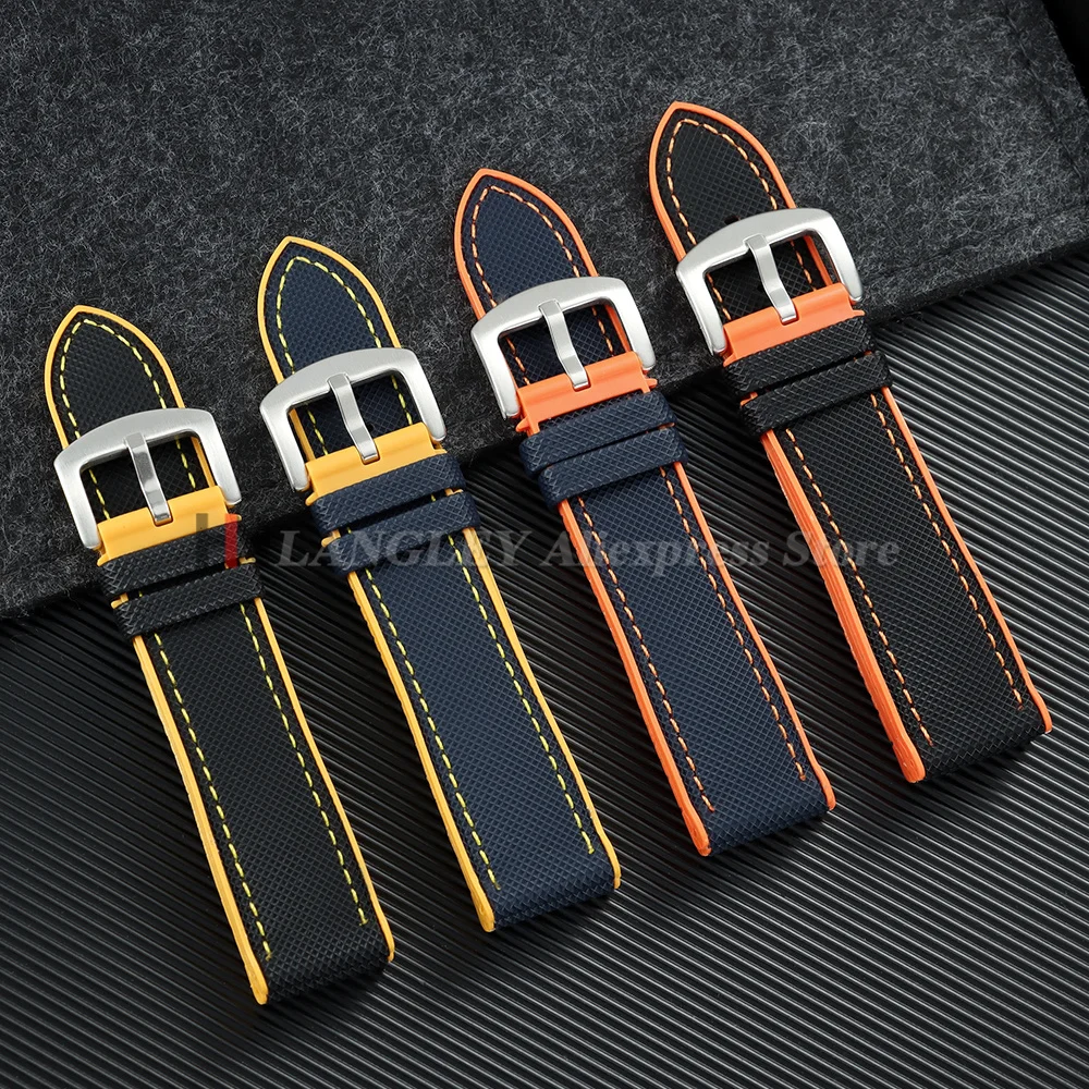 Nylon Rubber Bottom Watch Strap Watchband 18mm 19mm 20mm 21mm 22mm 24mm for IWC Pilot for Tudor for Breitling Men Silicone Band