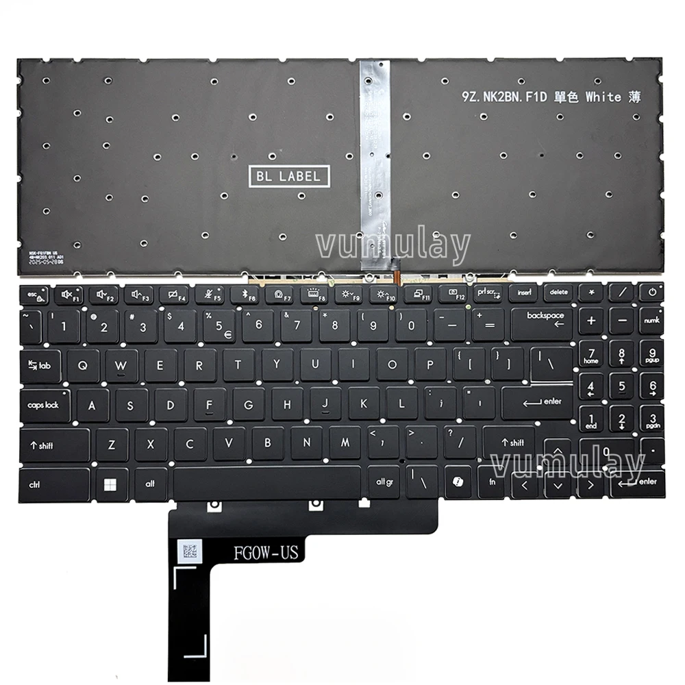 Klawiatura z podświetleniem US/Rosyjska do MSI Modern 15 B13M B13MG B12M B12MO B12MOG B11M B7M B5M MS-15H1, Modern 15 H B12M B13M C13M C1M C2HM C2RM — zdjęcie produktu 2