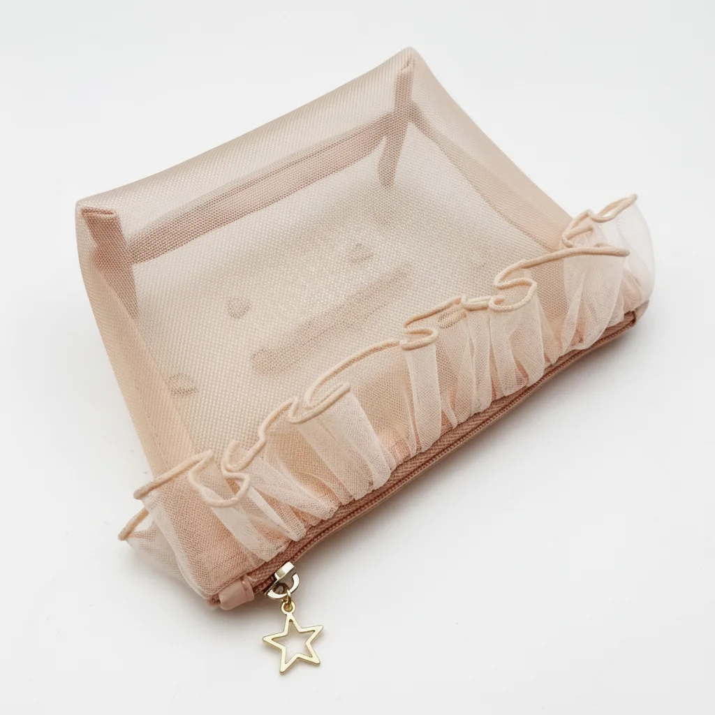 Dacron Lace Patchwork Cosmetic Bags Trendy Solid Color Embroidery Makeup Bags Makeup Storage Bag