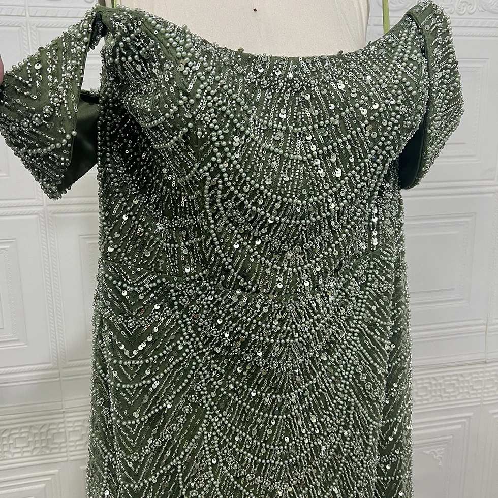 LuxuryOff The Mermaid Evening Dress for Women Wedding beading Strapless Elegant  Saudi Arabia Dubai Long Formal Prom Party Gowns