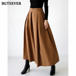 BGTEEVER Spring Loose Pockets Women Wide Leg Trousers Stylish Elastic  Waist Lace-up Women Pants