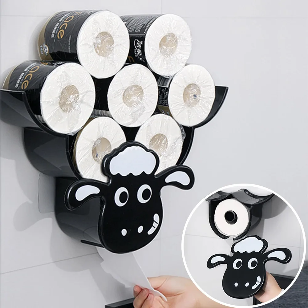 Cute Toilet Paper Roll Holder Sheep Free Standing Bathroom Toilet Paper Organizer Toilet Paper Holder Rack for Kitchen Accessori