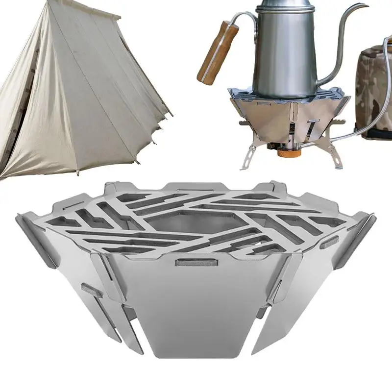 Folding Camping Stove Windscreen Stainless Steel gas burner Wind Shield Portable Camping Cooker Hexagonal windproof cover