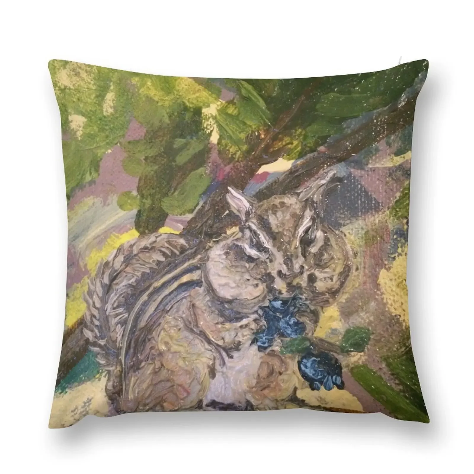 Bluebrbb Chipmunk- original authentic oil painting -Sword 2017 Throw Pillow christmas supplies pillow