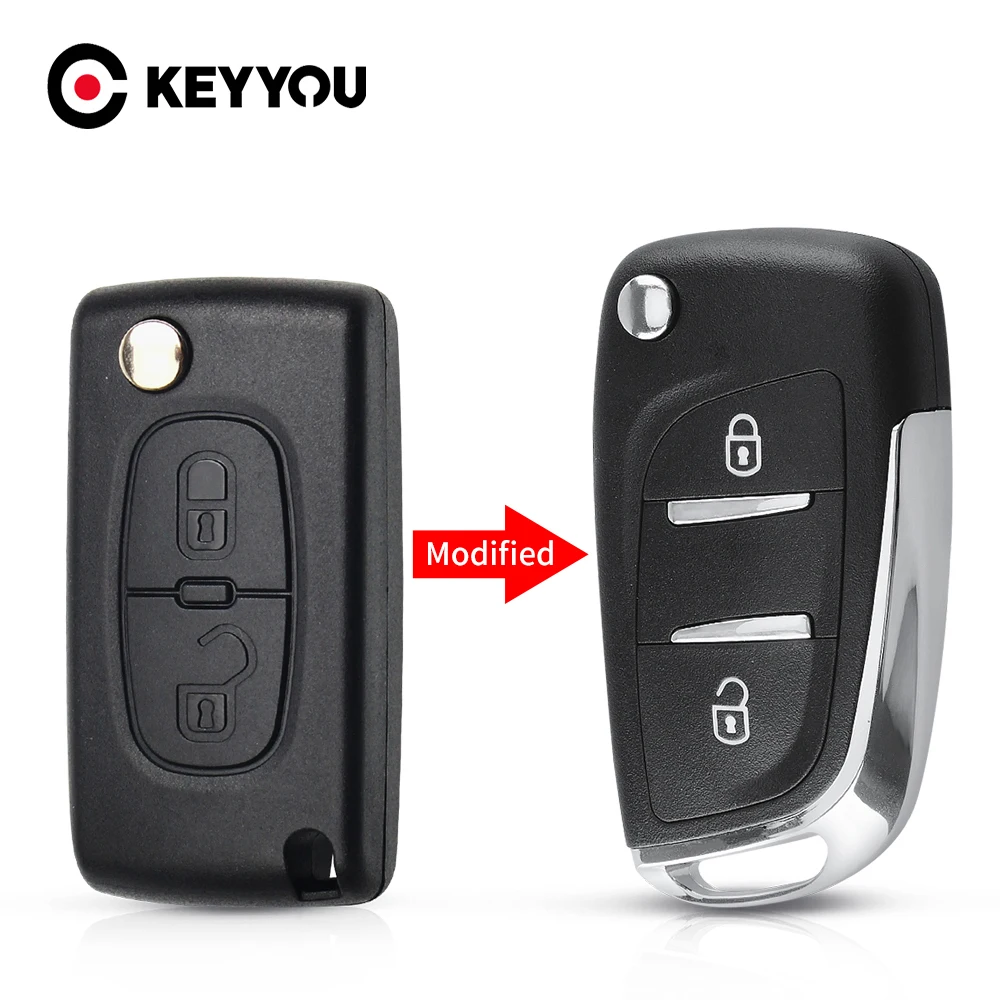 Чехол-книжка KEYYOU для Peugeot 207, 307, 407, 408, для Citroen C4, C2, корпус автомобильного ключа дистанционного управления, 2/3