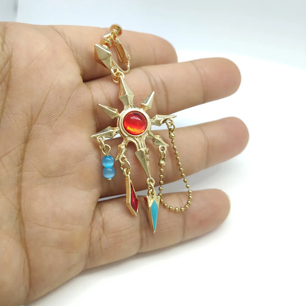 Starburst Shape Dangle Earrings Tassel Chain Metal Alloy Fantasy Game Fashion Jewelry Stud & No Piercing Clip On Earrings Daily