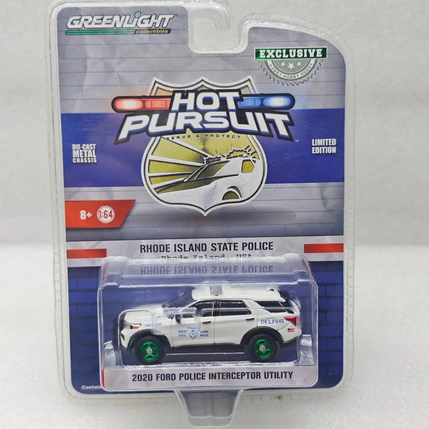 

GreenLight 1:64 2020 Ford Police Ford Intercept Police Car - Rhode Island State Police Green Machine Diecast Alloy Car Model
