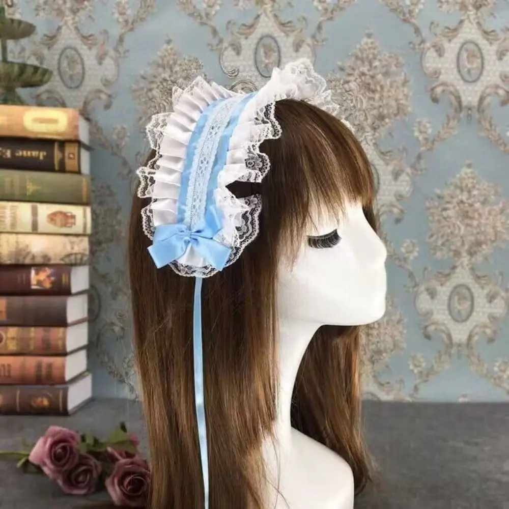 Bonito doce lolita laço bandana jk kawaii babados hairband fita arco acessórios para o cabelo anime empregada cosplay cocar meninas