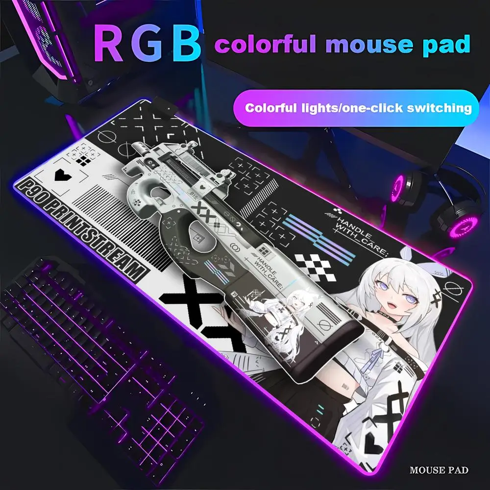 

HYBXAXC CS GO Print Stream Design Mouse Pad Animation Games Beautiful RGB Gaming Mouse Pad HD Gamer Large LED Light PC Compute