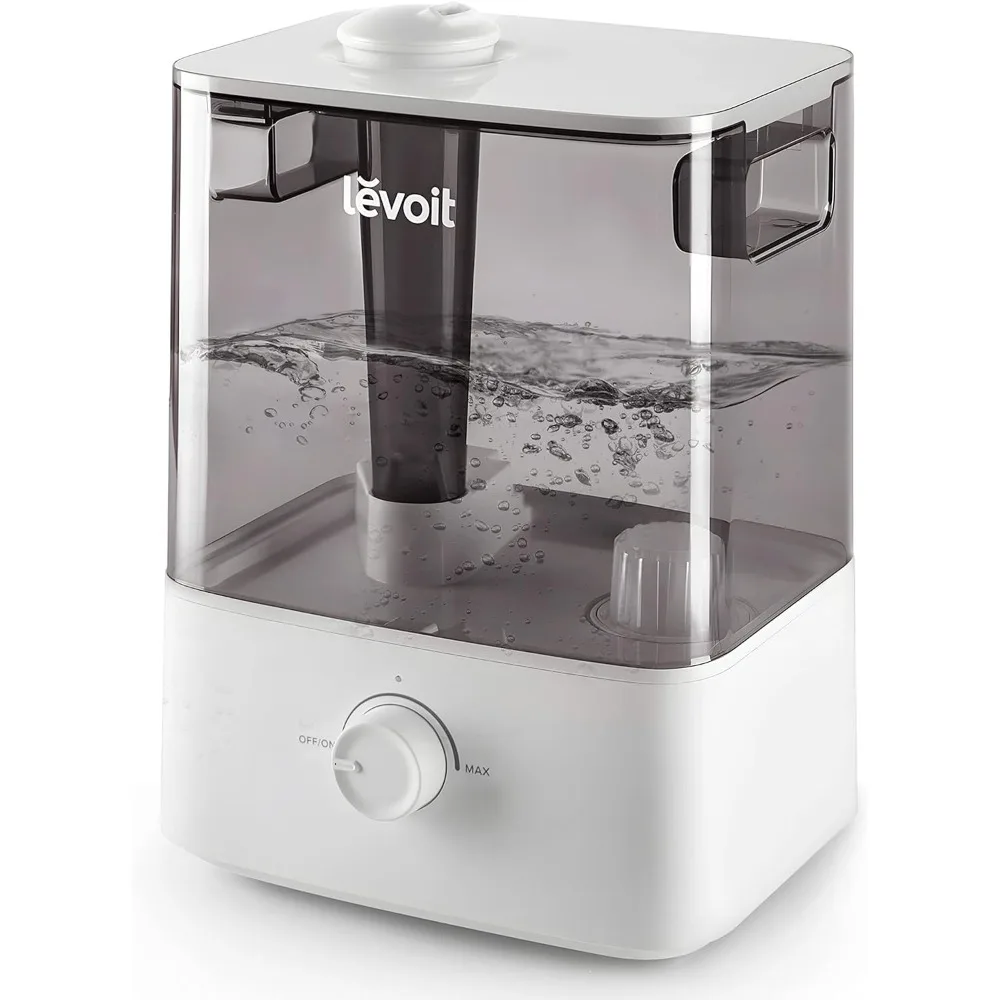 Ultrasonic Top Fill Humidifier, Large 6L Tank Last 60-Hour, Super Quiet, 360° Rotation Nozzle, Knob Control, Auto Shut Off, Gray 1