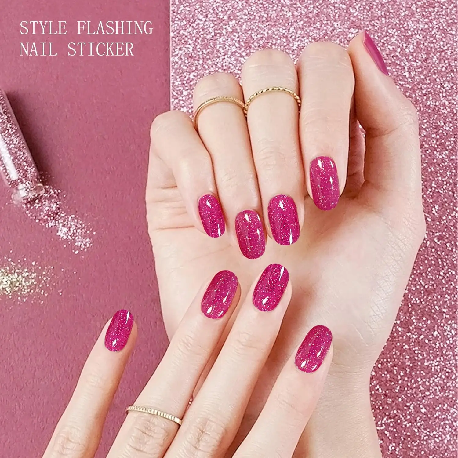 ملصقات أظافر جل لامعة وردية شبه معالجة شرائط أظافر جل يلتف الأشعة فوق البنفسجية/LED تصميم فني للأظافر إكسسوارات الديكور #4