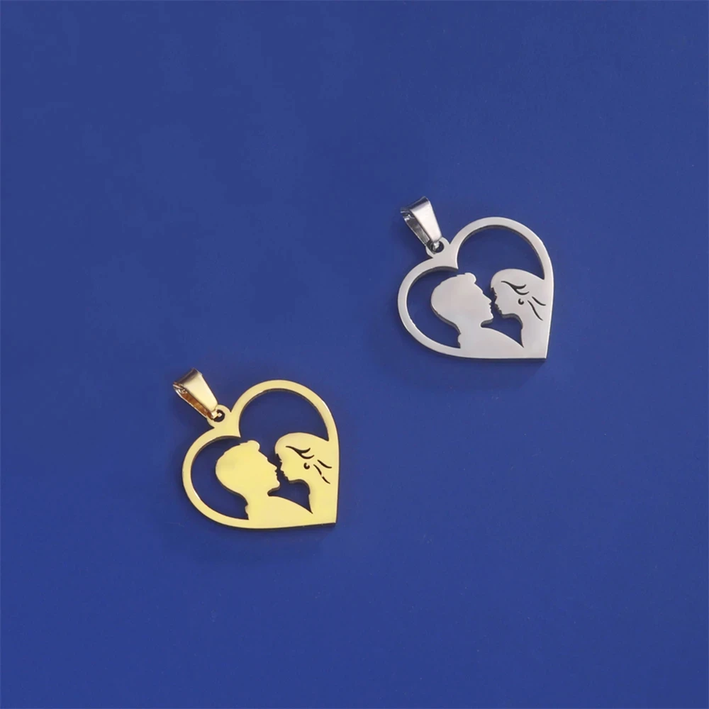 EUEAVAN-colgantes románticos de acero inoxidable para amantes, dijes de corazón de amor para collar, fabricación de joyas, suministros de bricolaje, 1 unidad