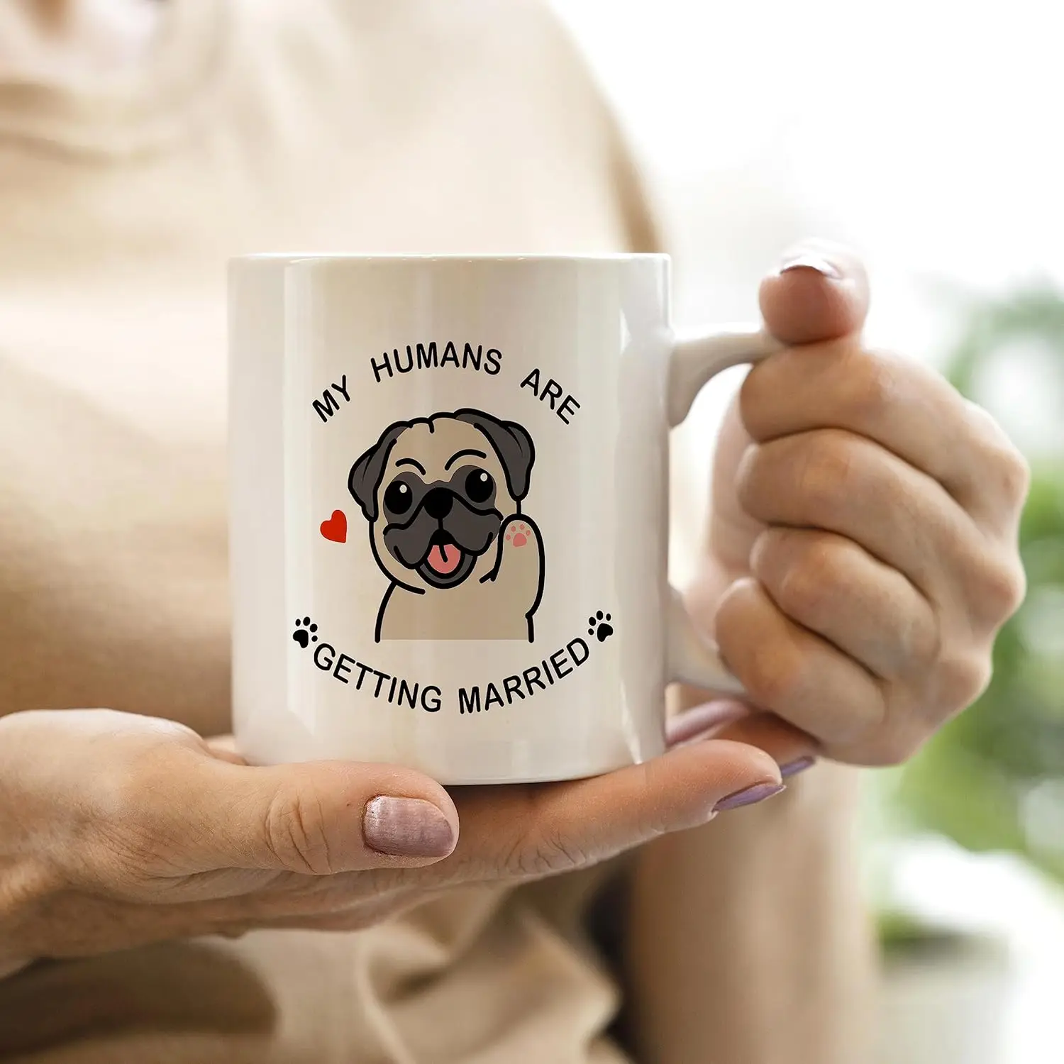 My Humans are Getting Married Cute Pug Dog Coffee Mugs Engagement Dog Gifts for Newlyweds Bride Groom Couples cup