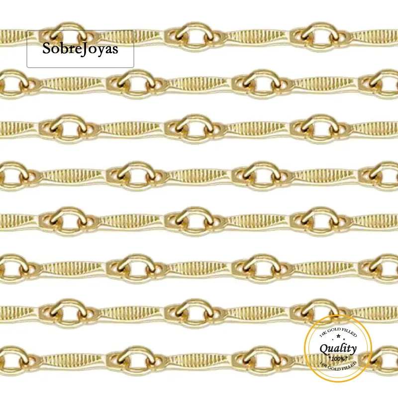 

Цепочка-браслет из позолоченного золота 14K, 1,3 мм, с узором, необработанная, для самостоятельного изготовления украшений, минималистичная золотая цепочка, золотые украшения, DIY-бижутерия.