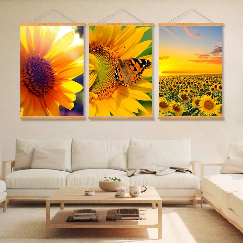 Magnetic Hanging Painting Style of Sunflower Wall Decoration Suitable for All Rooms Anti -fading Water Landscape Painting