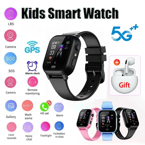 Reloj inteligente para niños 5G GPS ubicación videollamada tarjeta Sim SOS cámara infantil actualización impermeable 2025 para niños niñas agregar auricular