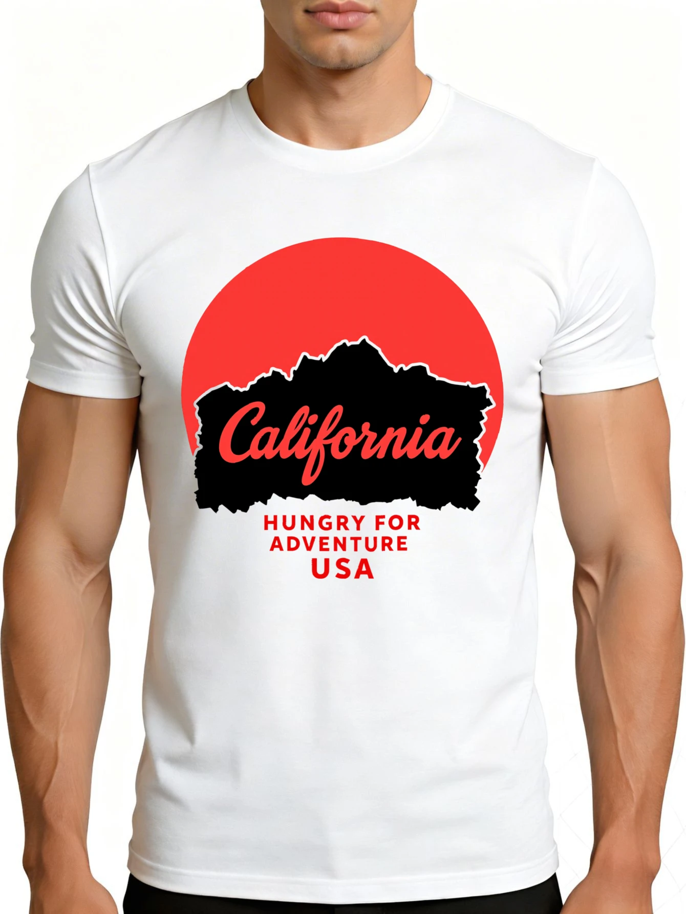 Men's Plain Graphic T-Shirt - Breathable, Soft, Lightweight - California Craves Adventure Usa - Vintage Fun Graphic Casual Short Sleeve Summer Top, a Great Gift for Him