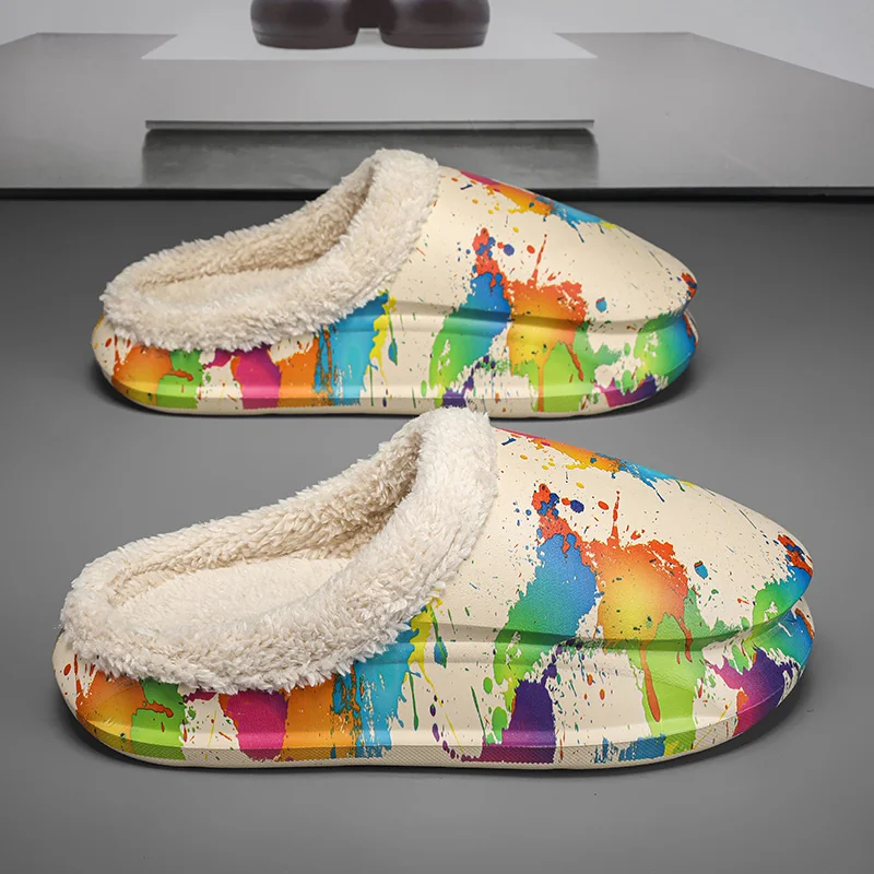 

Winter Cotton Slippers Men's Shoes Sandals Comfortable Thick-soled Men's Women's Shoes Soft Warm Men's