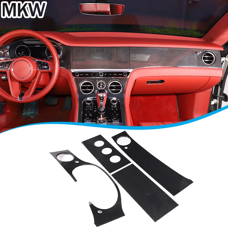 

real dry carbon fiber Car center control dashboard panel cover Car Interior Accessories For Bentley Continental GT 2020-2024