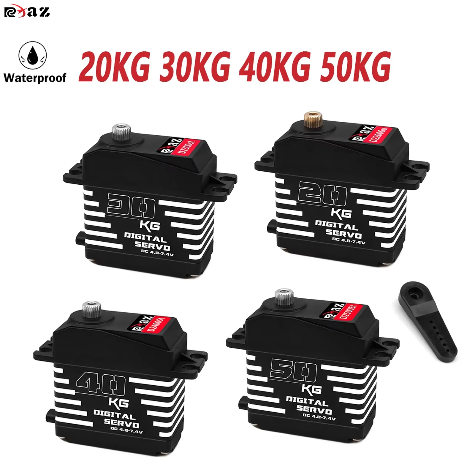 

RCXAZ RC Digital Servo 50KG 40KG 30KG 20KG 180° metal shell steel tooth high torque digital servo for RC car ship model robot