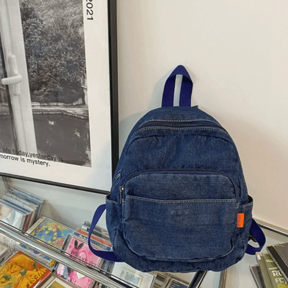 

Simple Y2K Denim Backpack Japanese Style Large Capacity Vintage Handbag Street Style Shopping Bag Solid Crossbody Bag Streetwear