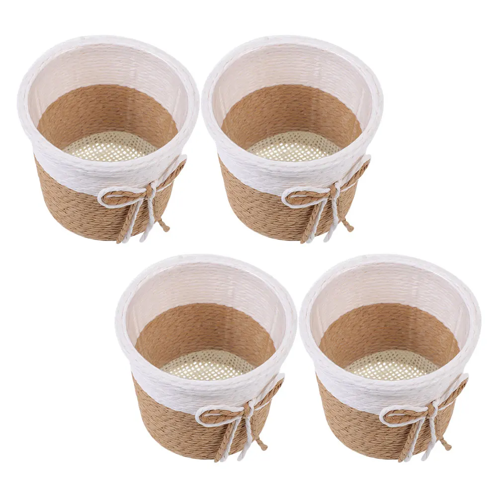 

4 Pcs Rope Woven Flowerpot Durable Plant Basket Gardening Flowerpot Gardening Gift Home Office Decor Storage Container