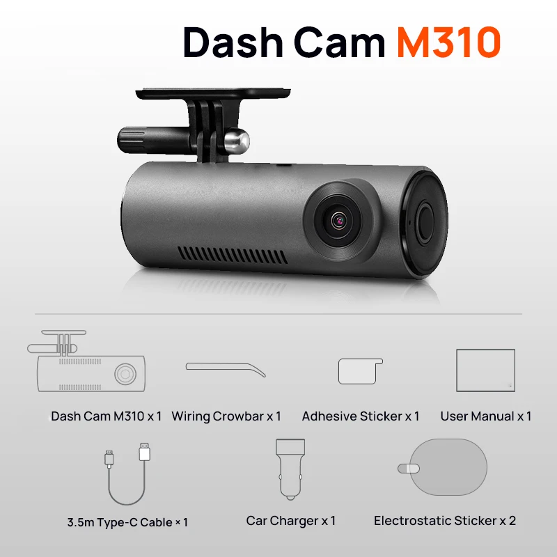 70ai Dash Cam M310 1296P Resolution 130°FOV Smart Voice Control Guard Night Vision 70ai M310 Car DVR