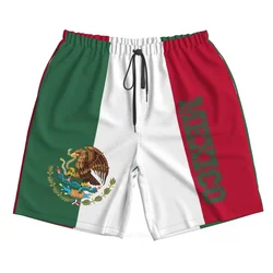 2023 Summer Polyester Mexico Country Flag 3D Printed Men's Board Shorts Beach Pocket Running Summer Pants