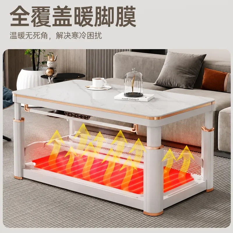 Electric Heating Coffee Table Rectangular Fire Pit Table for Living Room Household Multi Function Warmer Oven